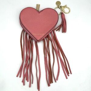 Rebecca Minkoff Pink Leather Heart w/ Fringe Coin Purse / Mini / Bag Charm, EUC